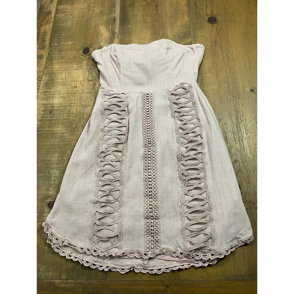 Indika Mauve Dress Linen Blend Sweetheart kneckline, mini, Sexy M